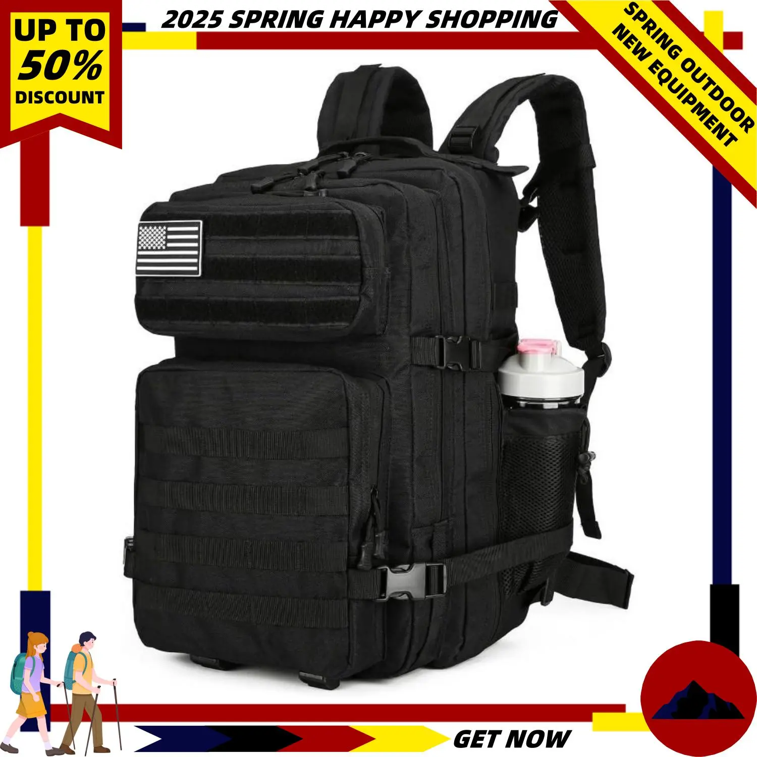 Military tactical backpack, backpack for men black small tactical Highland Tactical Backpack Renil 25L Tactical Backpack  main image 2