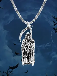 Halloween Necklace Scary God of Death Sickle Pendant Necklaces for Women & Men, Spooky Accessory for Halloween Parties, Unique Gift Idea for Horror Fans
