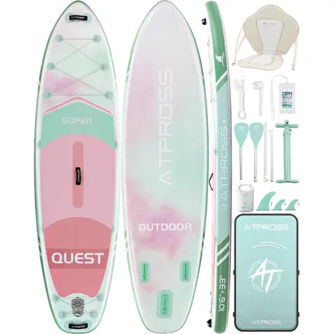 [FallPick] Inflatable Paddle Board, 10'6''x33'' Extra-Wide Stability SUP for Beginners with Anti-Slip EVA Deck, 400lbs Capacity, Includes Kayak Seat, Fishing/Yoga/Camping Accessories & Bag