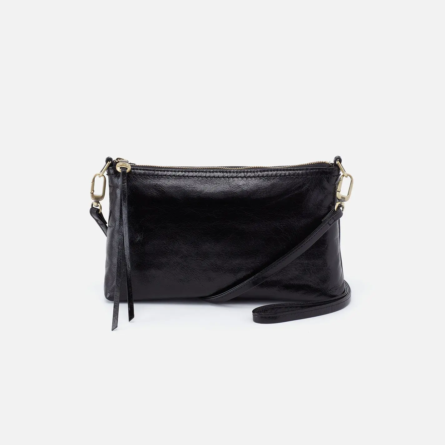 Darcy Crossbody Bag in Polished Leather - Black