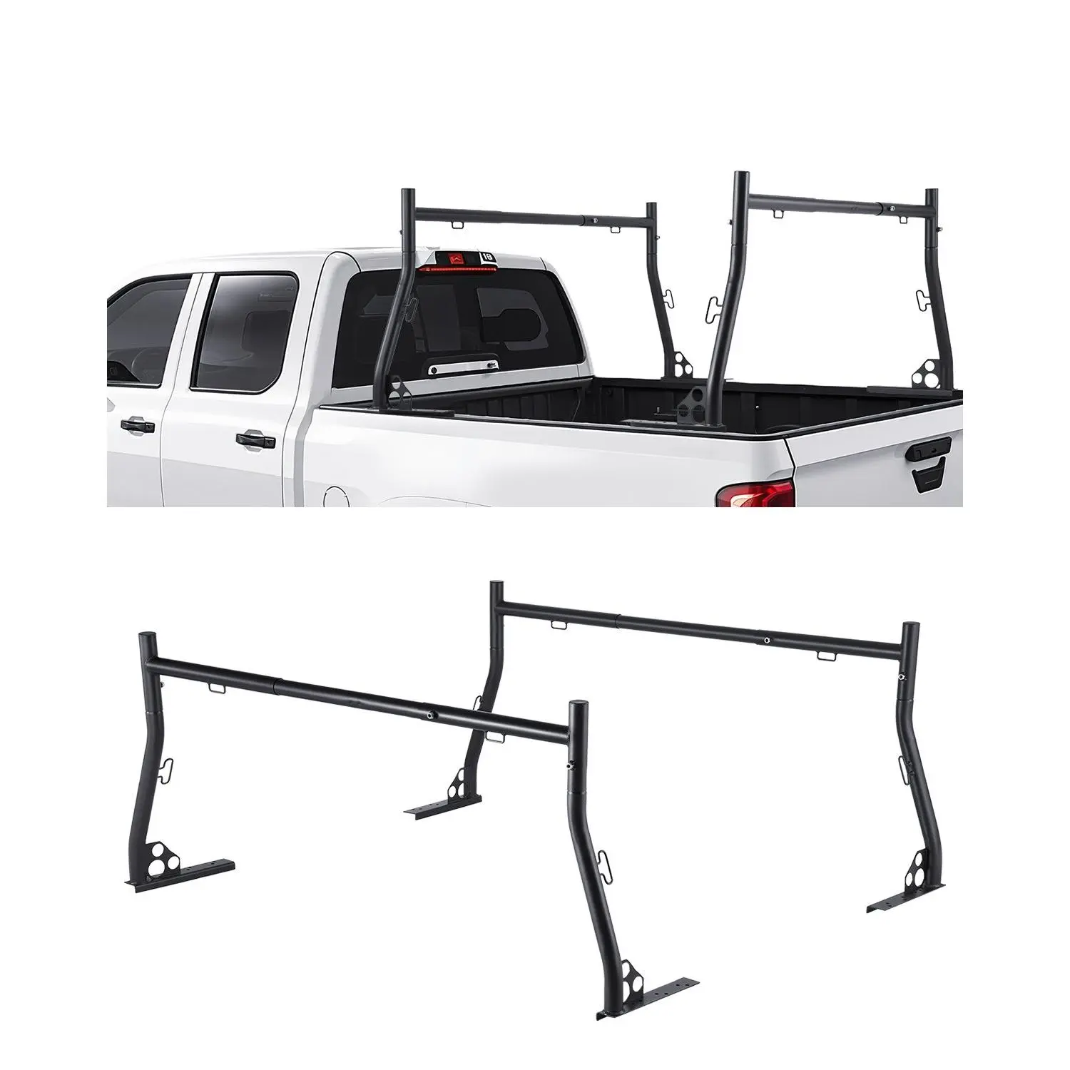 【Summerfinds】VEVOR Adjustable Truck Ladder Rack, 49-73 in Extendable Universal Cargo Rack, Heavy-Duty Steel with 800 lbs Static Load Capacity, Ideal for Ladders, Lumber, Large Cargo, Adjustable Truck Rack Car Accessory Car Carrier