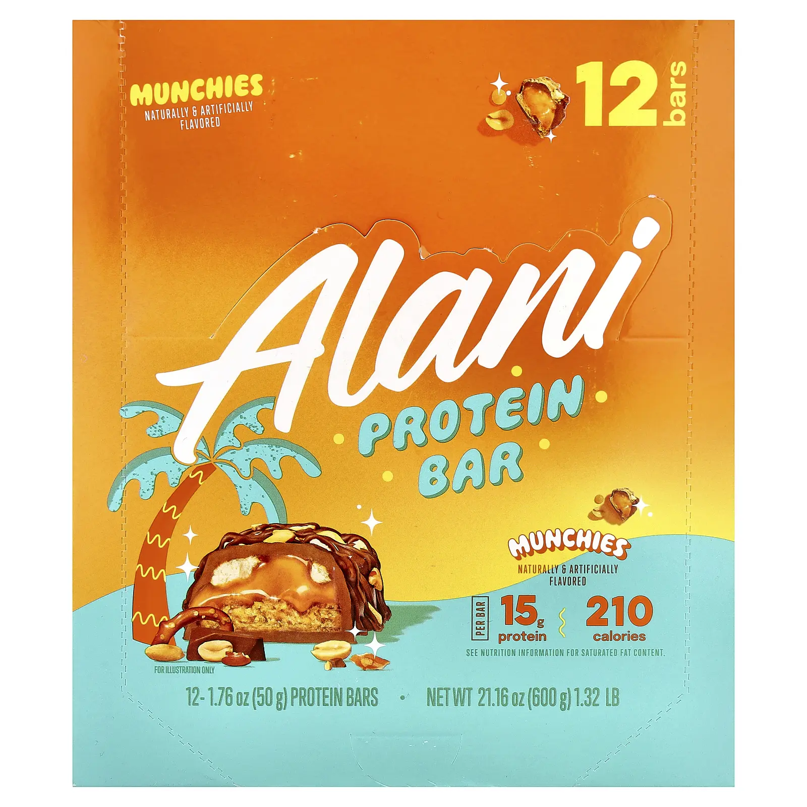 Alani Nu Protein Bar, Munchies, 12 Bars, 1.76 oz (50 g) Each