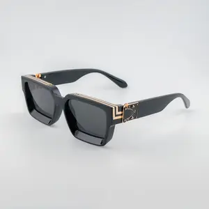 Millionaires Style Luxury Square Sunglasses, Oversized Fashion Shades for Men & Women, UV400 Protection Retro Eyewear, Trendy Streetwear Glasses