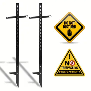 2pcs 46 Inchens T-Bar Yard Sign Stakes Heavy Duty Metal Stake Yard Sign Holder Black Steel Powder Coated Sign Posts For Outside 2mm Thickness Rust-Proof Outdoor Sign Holder For Outdoor Lawn Yard