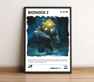 Bioshock 2 (2010) Minimalist Poster Unframed - Video Game Wall Art Print,Poster Gaming, Video Game Wall Art, Gamer Room Fans, Game Art Gift Wall Decor, PC Gift For Gamer, Gift for Him