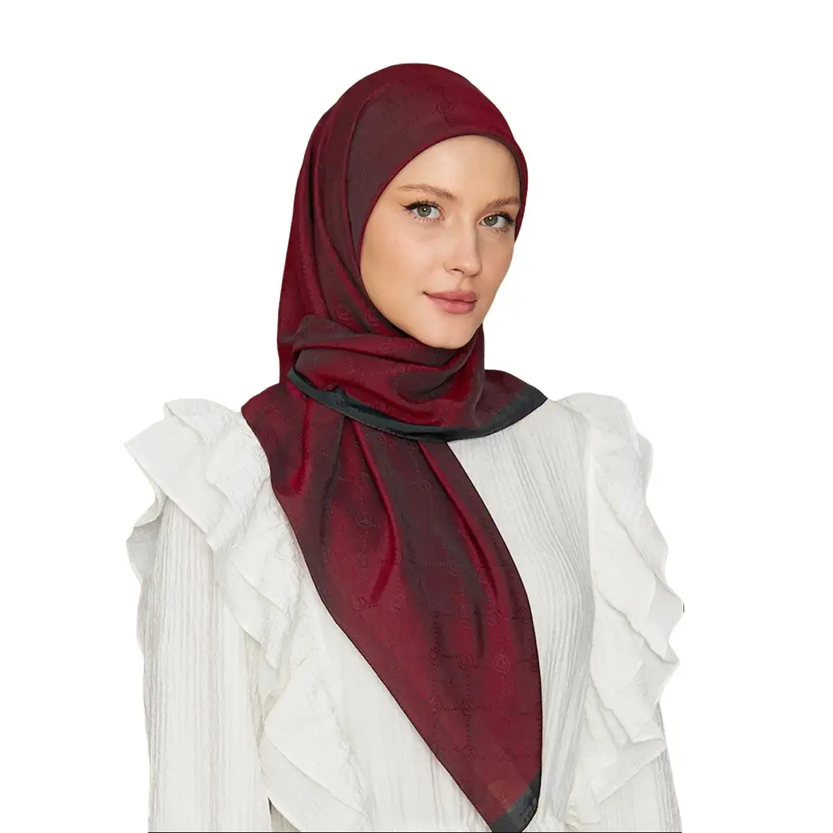 Turkish Chiffon Square Hijab Scarf, Circle Pattern, Lightweight, Casual Modest Head Wrap, 1 Size, 185 X 75 cm