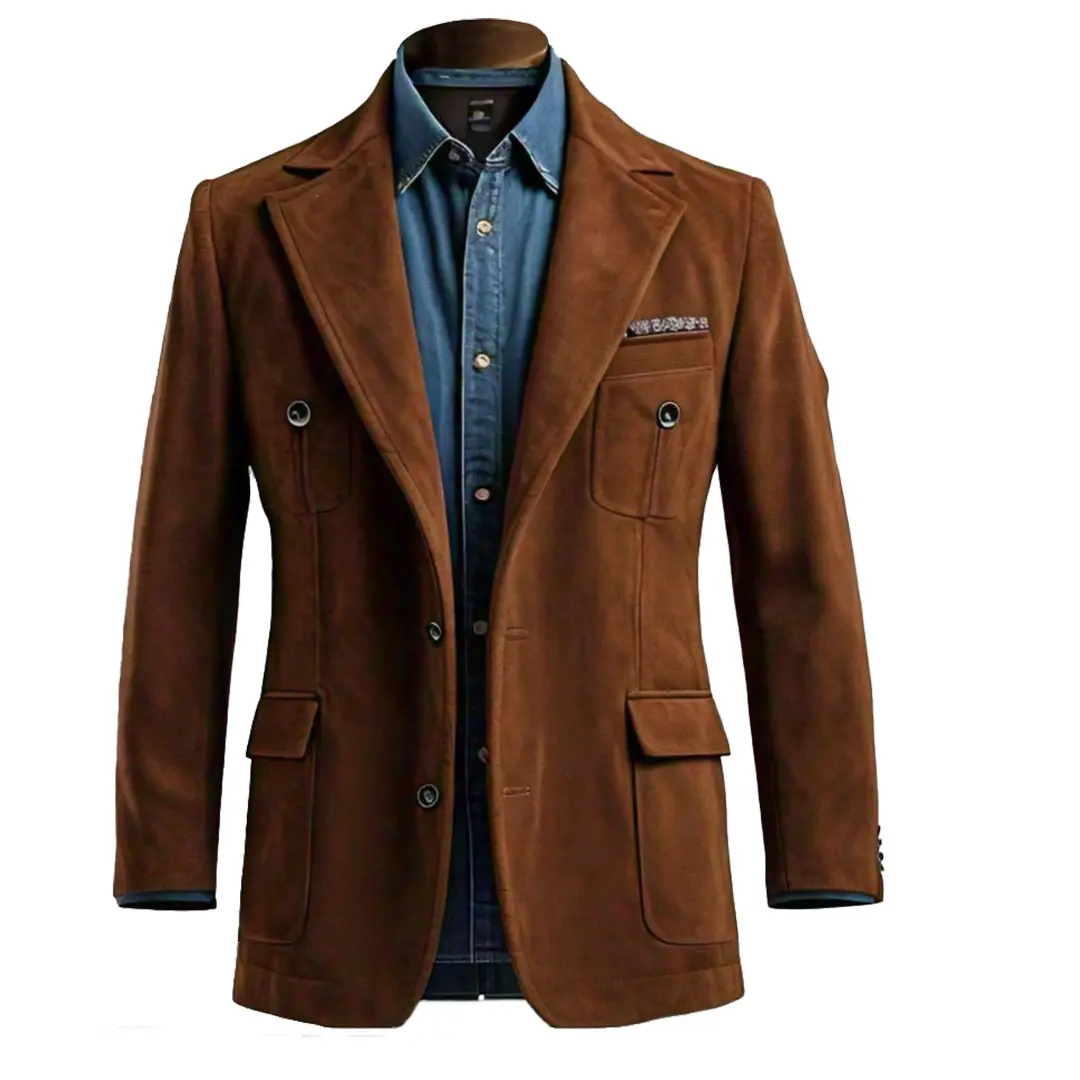Men’s Brown Wool Wool Suede Coat