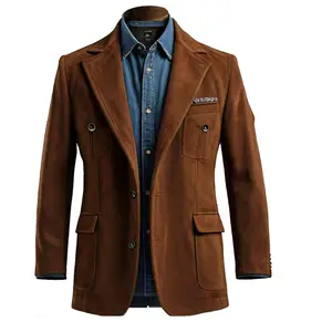 Men’s Brown Wool Wool Suede Coat
