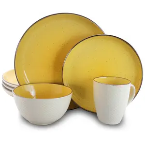 Elama EL-MELLOWYELLOW Mellow-Yellow Dinnerware Set - 16 Piece
