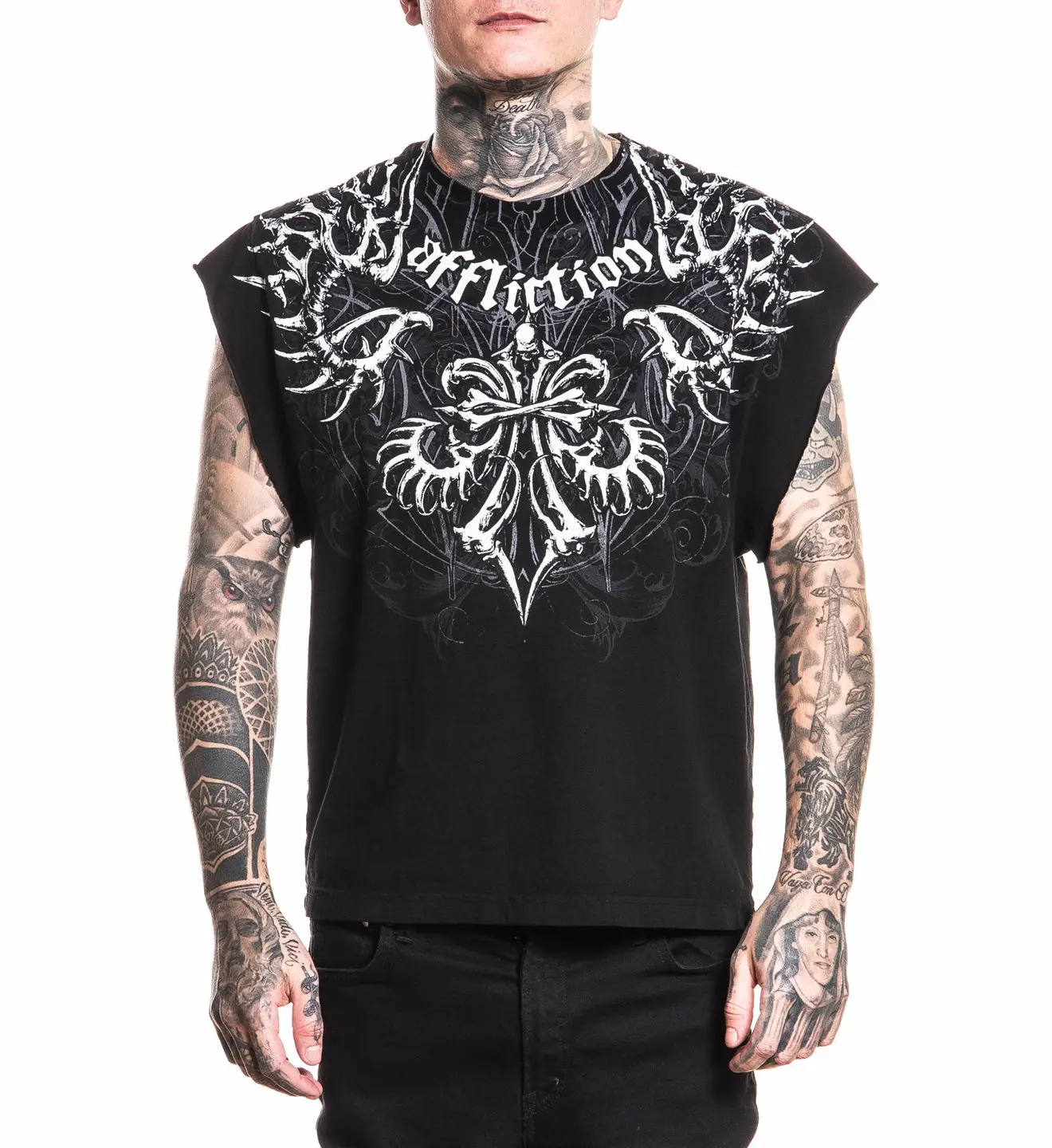 Affliction Men's Tank T-shirt Skeleton Muscle Tee Affliction Men's Tank T-shirt Skeleton Muscle Tee