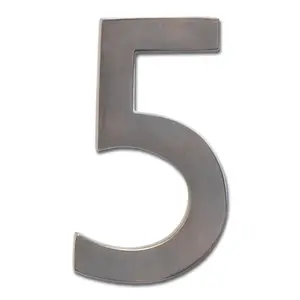 212 MAIN Solid Cast Brass Floating Mount 4-in House Number 5 - Dark Aged Copper Metallic Wall Sign, Architectural Mailbox Number 3582DC, Hand-Made Home Decoration