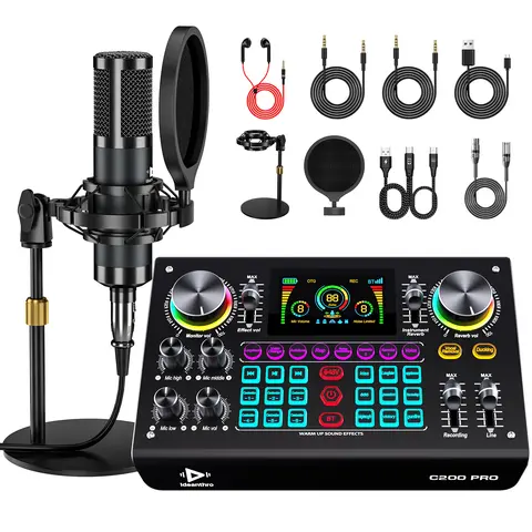 【US】Ideanthro C200 PRO-P15 Live Streaming Sound Card, Dual-Core DSP Mixer, Dual XLR/3.5mm Mic Inputs, Multiple Voice Effects for Content Creators & Podcasters #SummerWins #DealsForYouDays