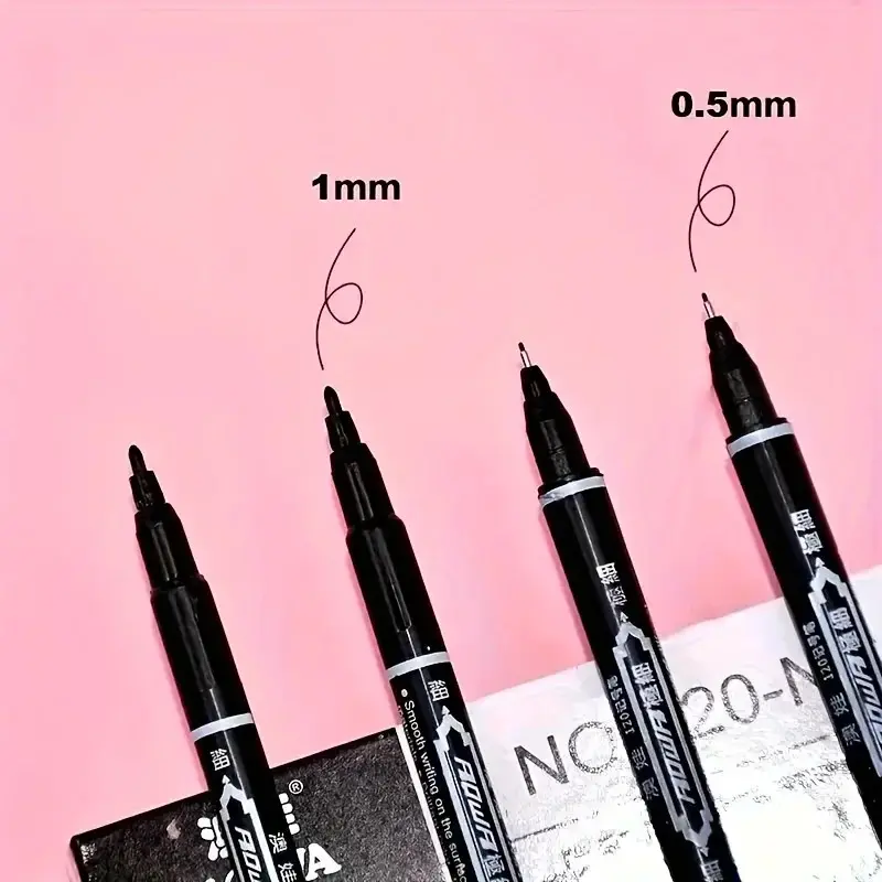 10pcs Dual-Tip Black Oil-Based Markers with Fine Tip Outline Pen - Smooth Writing Pens, Vibrant Colors for Office, School, Art & Crafting Supplies