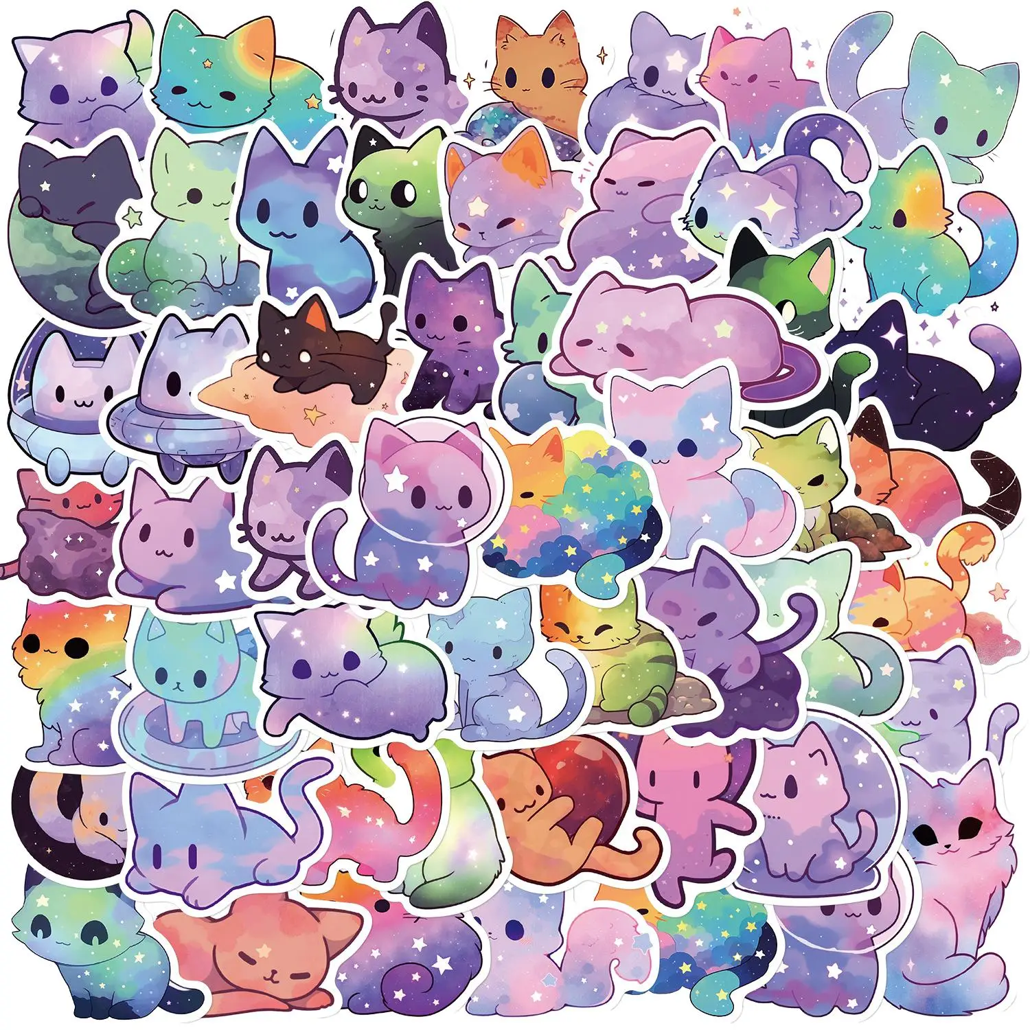 Cartoon Cat Pattern Car Stickers, Waterproof Car Decals, DIY Decorative Sticker, Self-adhesive Sticker For Phone Case, Computer, Guitar, Bag, Water Cu