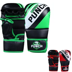 Right Punch Hybrid MMA sparring gloves for Grappling, Kickboxing, Open Palm Martial Arts Mitts – Lightweight Training Gloves for Muay Thai, Boxing, Punching Bag, and Combat Sports Red, Green, Black