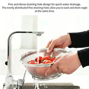 Stainless Steel Draining Basket, Vegetable Washing Basket, Rice Sieve, Kitchen Fruit Basket, Multi-Functional Draining Basket