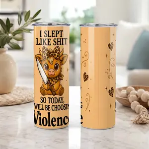 20oz Highland Cow Straight Tumbler - Funny Leopard Bow Print, Insulated Stainless Steel, Double Wall Vacuum Sealed, Leak-Proof Lid, Preservation Feature, Perfect Gift for Cow Lovers, Office Coffee Use