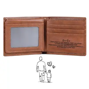 Dad Gifts from Son or Daughter – Engraved Leather Wallet with Quote, Birthday Gift for Dad, Father's Day, Christmas Presents for Dad from Kids