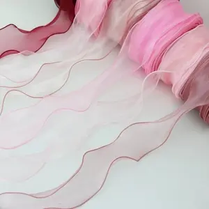 5m and 25m Roll Organza Ribbon, 6cm Wide Fish Tail Ribbon, Floral Bunching Ribbon, Gift Wrapping Ribbon, Scrapbooking Material