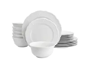 Elama Henryi 18 Piece Porcelain Dinnerware Set in White