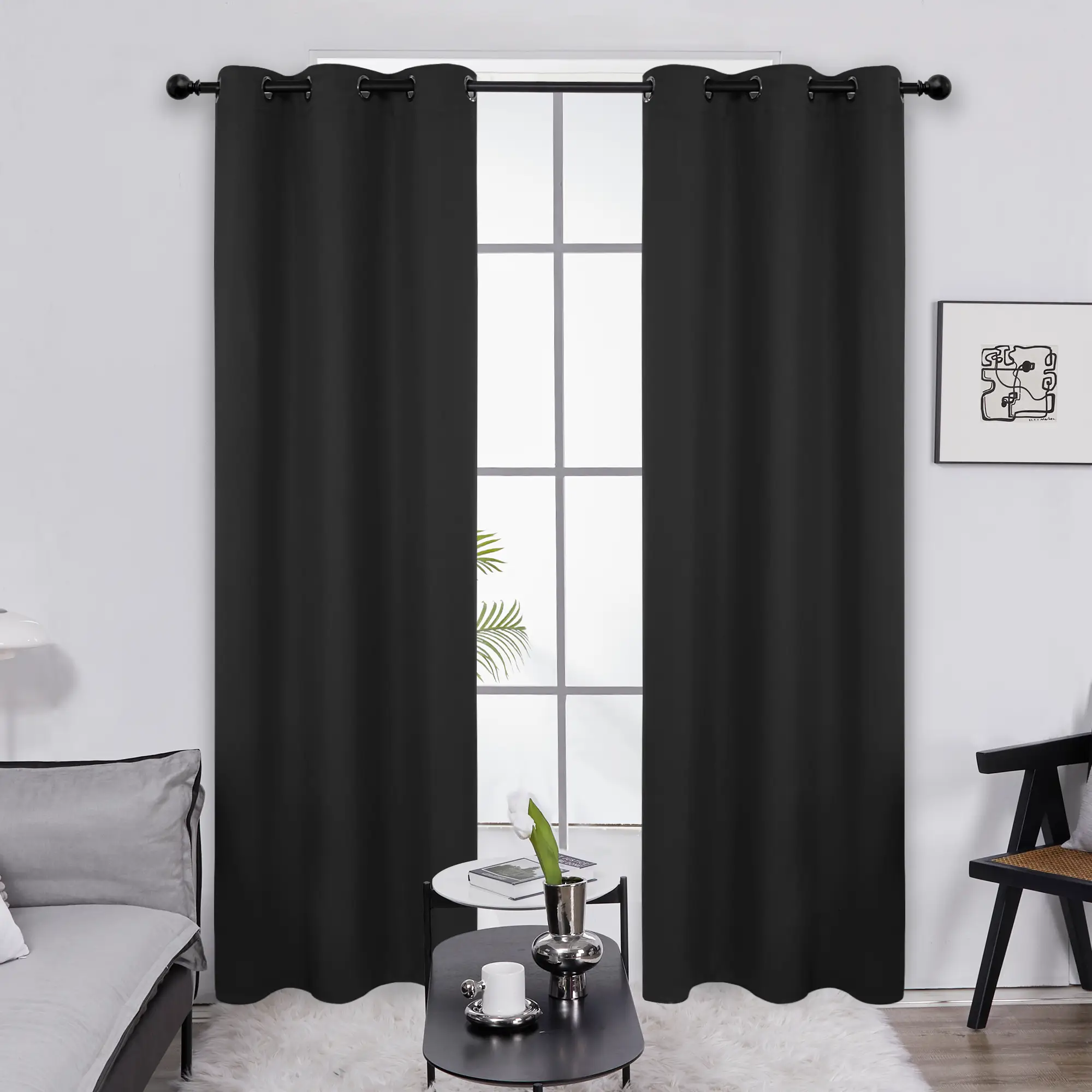 2 Panels Blackout Curtains (85%-95% Light Blocking, Grommets, 52"W) – Thermal Insulated Soundproof Room Home Decor for Bedroom & Living Room