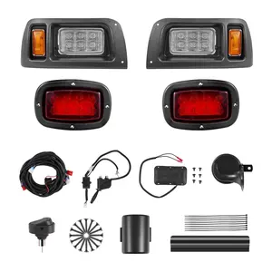 【fathersdaygift】VEVOR Golf Cart Light Kit,12 VoltStreet Legal LED Headlight and Taillight Kit with Wiring HarnessTurn SignalsHazard LightSwitch HornBrake PadZip TiesABS Housingfor Club Car DS 1993-Up
