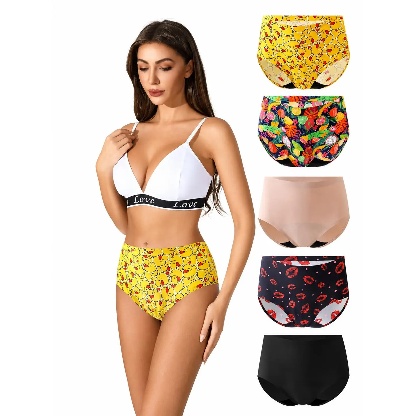 Women's Fit, Elegant Floral Nylon Leakproof Period Underwear - High & Mid Rise, Reusable for Heavy Flow, Sizes XS-2XL, Tropical-Inspired Design