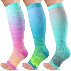 Velvetods Basics LEVSOX Open Toe Compression Socks For Women Men 20-30MmHg Toeless Sock Knee High Support Stockings For Circulation Nurses Pregnant Travel