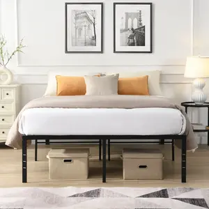 Bed Frame - 16 Inch Metal Platform Bed Frames for with Storage Space Under Base, Sturdy Steel Slat Support, No Box Spring Needed