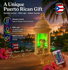 GLOWNEST Puerto Rican Garita Coqui Sound Lamp - LED Wall Mount Light with Remote Control, Multi-Color Changing, Outdoor Decor for Corridor, Caribbean-Themed Festive & Party Use