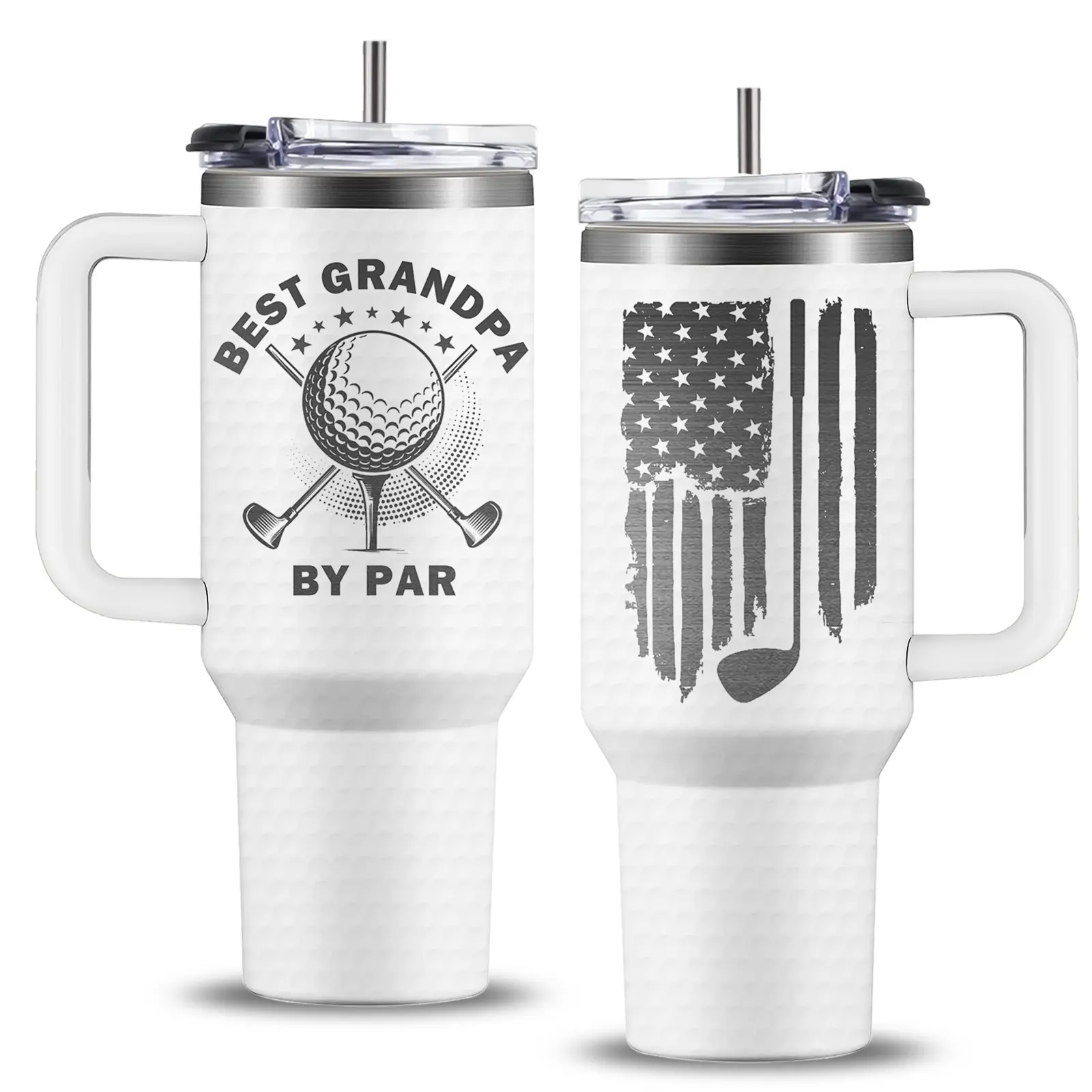 40oz Sturdy Stainless Steel Printed Vacuum Flask Tumbler - Golf Gift for Grandpa from Grandchildren for Christmas, Father's Day