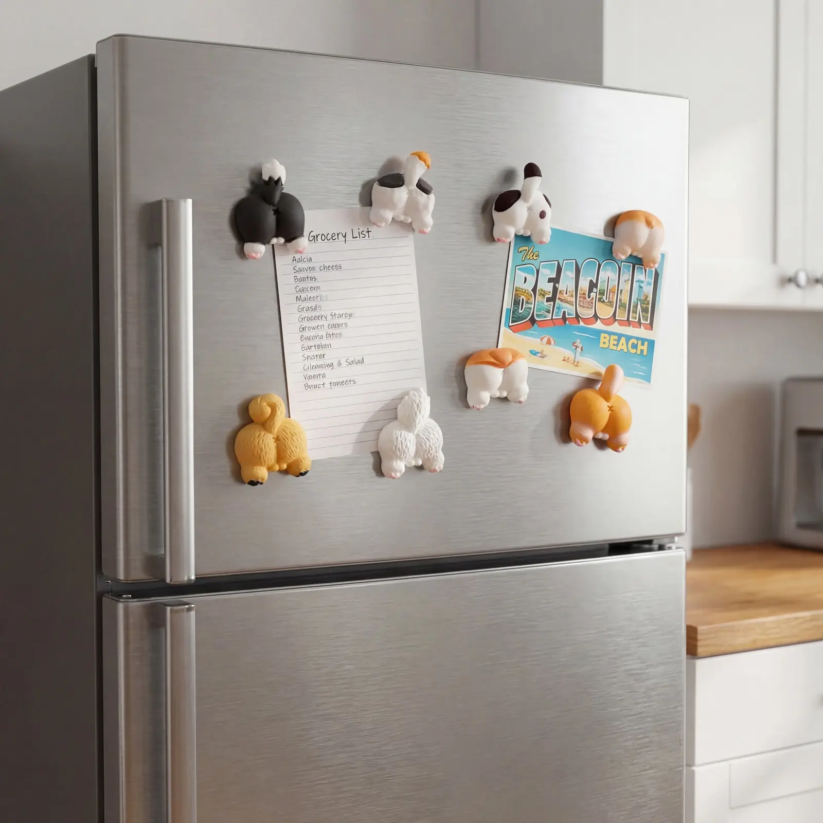 7-Piece Cat & Dog Tail Refrigerator Magnets Set, Animal Fridge Magnet Series for Kitchen Office Home Storage Decor