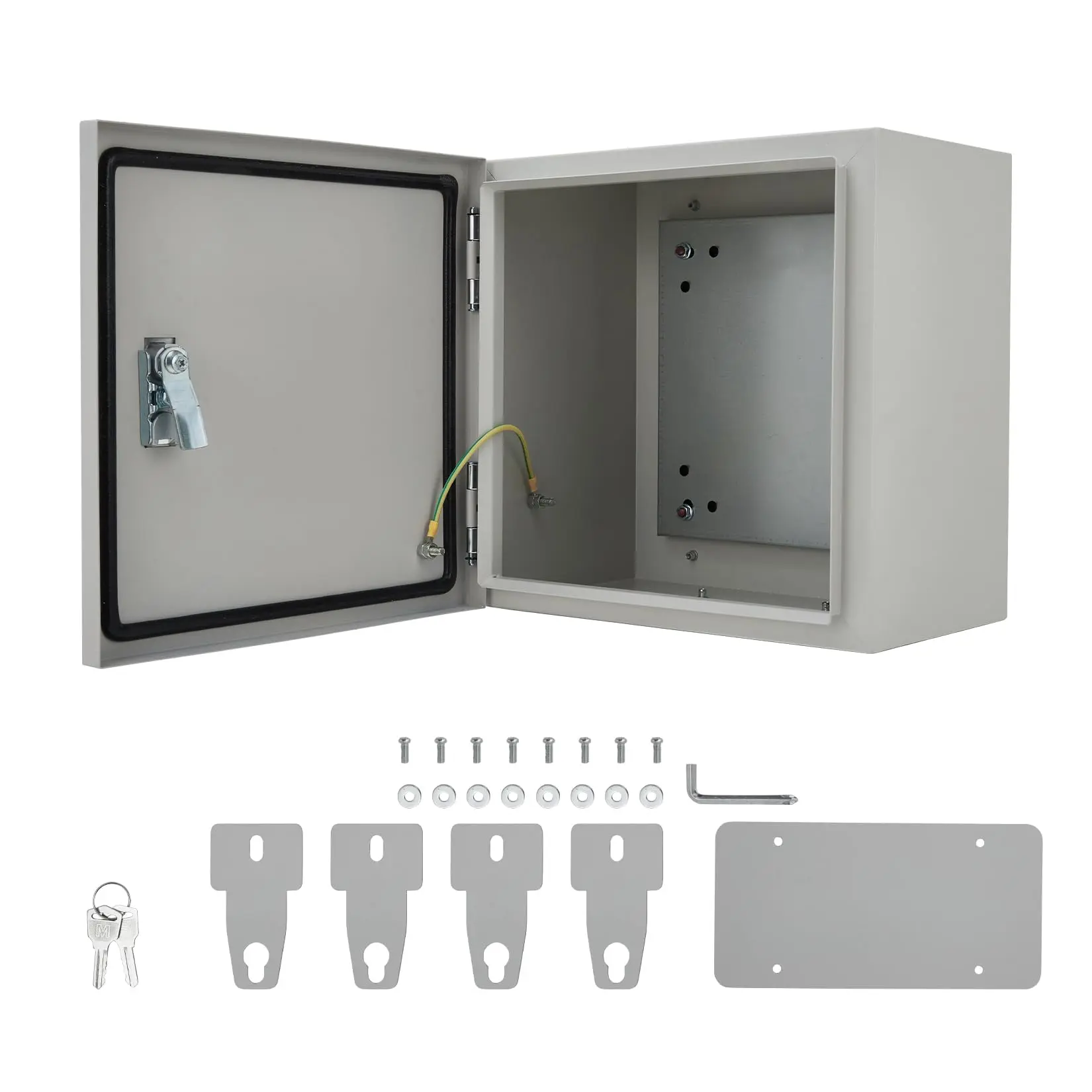 Garvee Electrical Junction Box, 12 x12 x 8", Lockable Steel Electric Meter Box with Mounting Plate, NEMA 4X Enclosure, IP66 Waterproof Dustproof, for Indoor & Outdoor Switch Router DIY