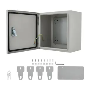 Garvee Electrical Junction Box, 12 x12 x 8", Lockable Steel Electric Meter Box with Mounting Plate, NEMA 4X Enclosure, IP66 Waterproof Dustproof, for Indoor & Outdoor Switch Router DIY