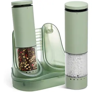 Electric Salt and Pepper  Set Rechargeable, Automatic Salt and Pepper  Set with  Top Button, Stainless Steel Electric Salt and Pepper Shakers Set