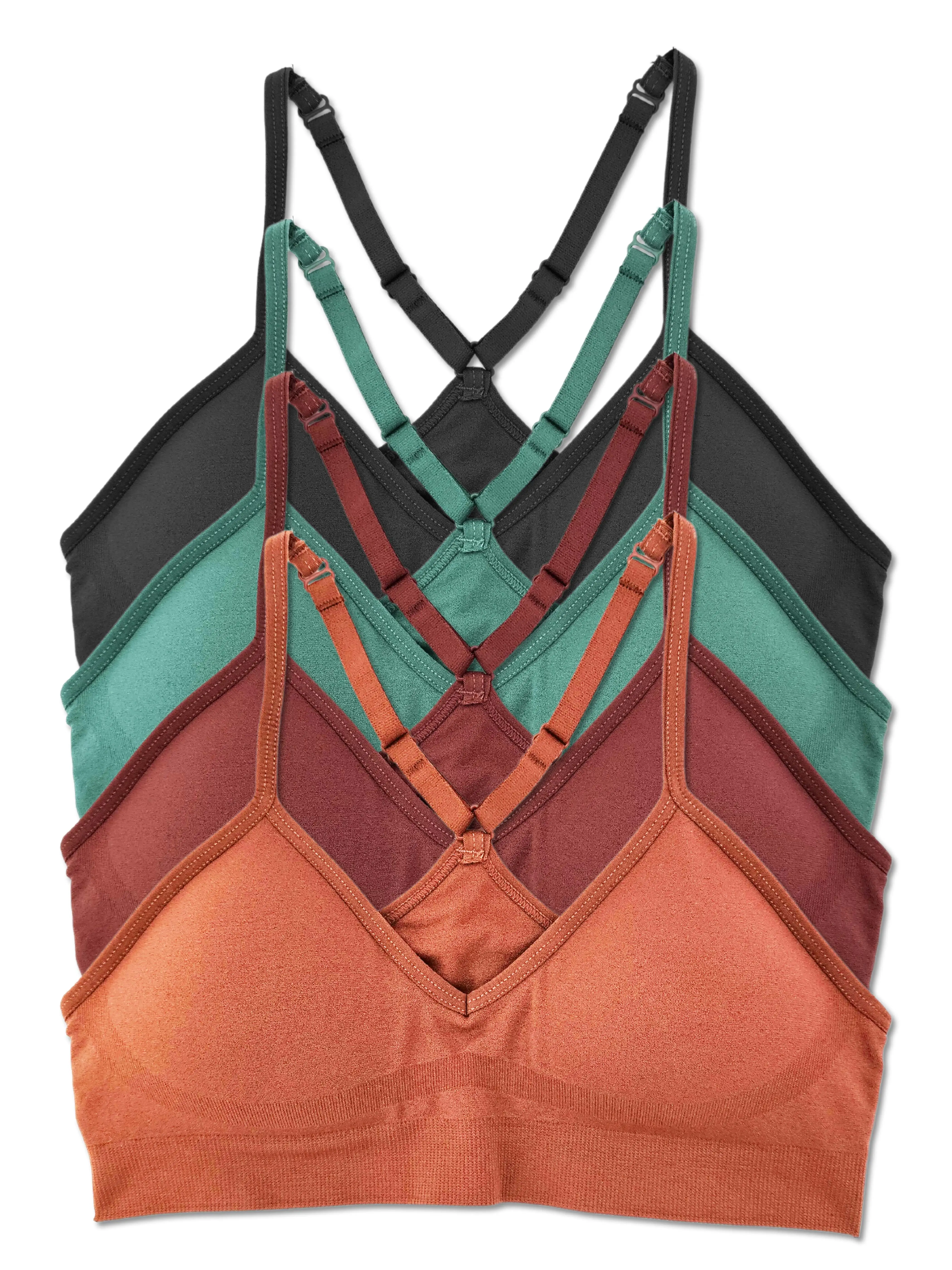 Kalon Racerback 4-Pack Women's Seamless Bralettes All Day Comfy