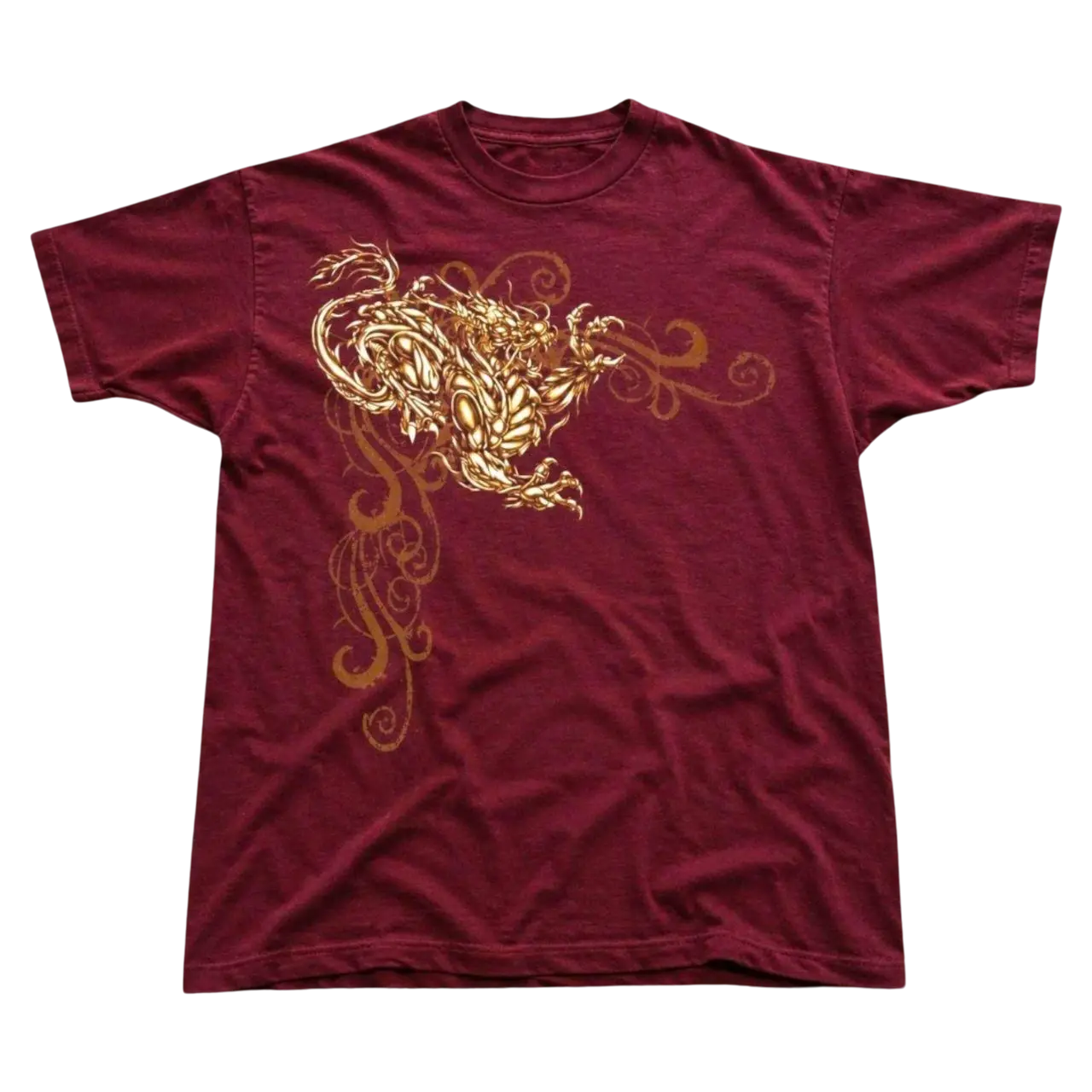 Gold Dragon Graphic T-Shirt, Vintage Golden Dragon Tee, Retro Y2K Asian Fantasy Shirt, Gothic Grunge Dragon Streetwear, Mythical Dragon Lover Gift for Men Women