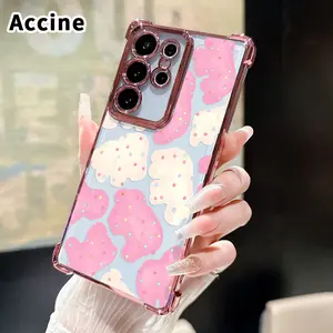Four Corners Air Cushion Phone Case Compatible with Samsung Galaxy S23 Ultra S24 Plus S25 S22+ FE Edge Pastel Blob Delight Pattern Anti-drop Cell Electroplated Transparent Silicone Cover