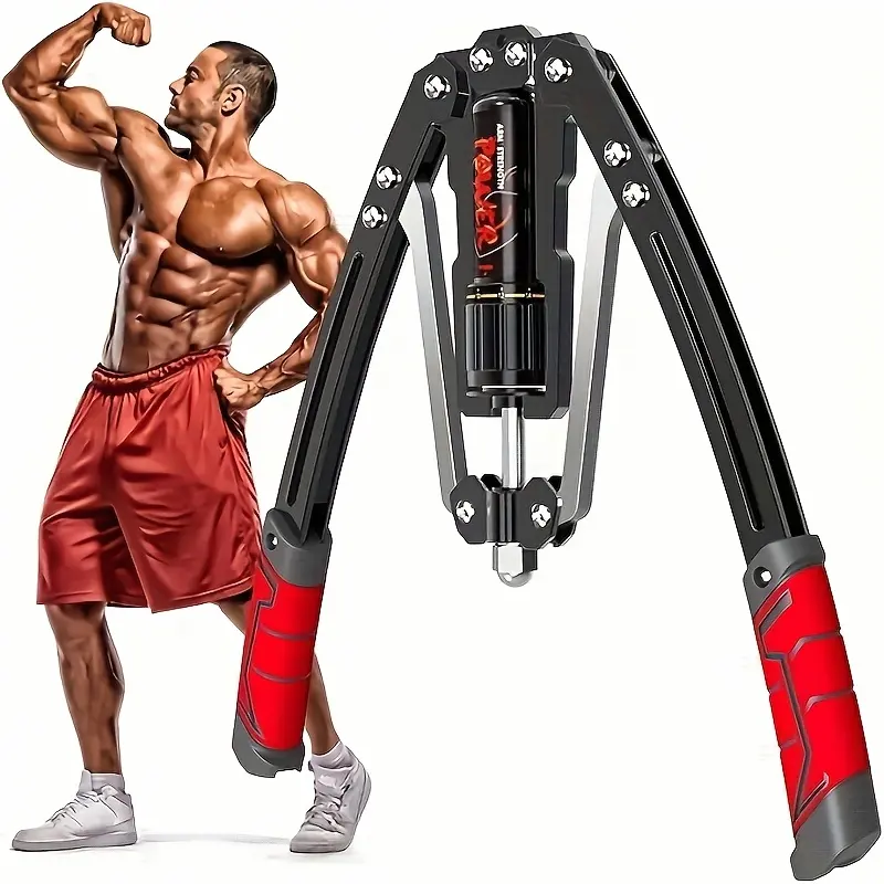Hydraulic Adjustable Arm Trainer 22-440 lbs Carbon Steel Home Gym Equipment, Chest Shoulder Back Multi-Muscle Workout, Non-Slip Handle Foldable Design 20-Level Resistance Adjustment