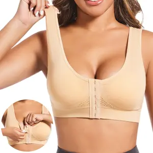 Women's EssElegance Plus-Size Front-Closure High-Support Wire-Free Sports Bra (1PCS) - Padded, Mesh Panels, Breathable Stretch Fit - Activewear Workout Clothes Women for Yoga, Running