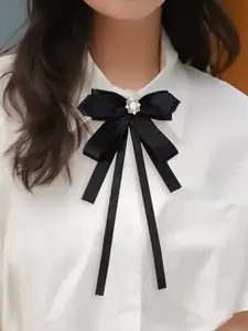 1Pc Korean-Style Academic Style Bow Tie Loose Bow Knot Lady's Elegant Collar Flower, Light And Fresh Shirt, Pin, JK Bow Tie, Academic Style No-Tie White Shirt, Tie For Women, Suitable As A Gift For Birthdays, Back-To-School Season, For Women