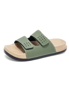1 Pair Men's Adjustable Velcro Slippers, Soft Elastic Outsole, Wear-Resistant & Anti-Slip for Rainy Days, Sandals for Outdoor & Commute