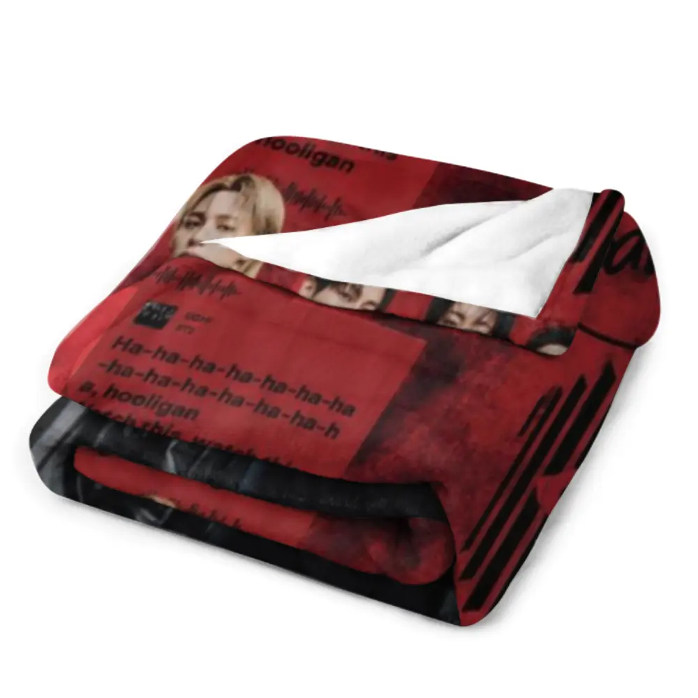 K-Pop Lyrics Spotify Inspired Throw Blanket, Bangtan Style Music Aesthetic Fleece Blanket, Korean Idol Group Fan Gift Soft Cozy Bed Sofa Decor, Music Quote Collage Room Blanket, Pop Music Room Decor Gift