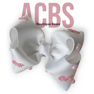 ACBS Hair Clips Pink & Blue Boutique Bow 5 Inches Handmade in USA Skinny & Wide Nylon Clips for Versatile Styling
