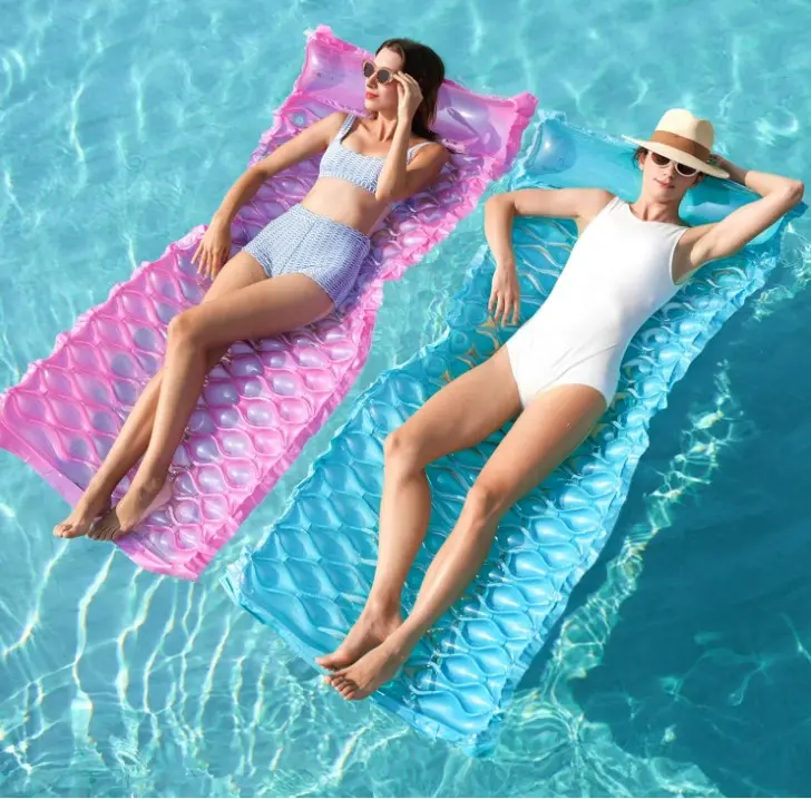 SLOOSH Inflatable Pool Floats Raft,Floating Lounge for Adults,64x32 inch Swimming Mat Pool Mattress with Headrest,2 Pieces Float Air Mat for Summer Water Beach Fun