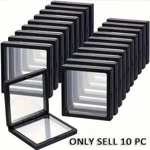 10 Counts Transparent Floating Display Boxes, Dustproof Jewelry Packaging, Hanging Storage Box for Necklaces, Bracelets, Rings, Coins, Earrings, Pins, Home Jewelry Organizer