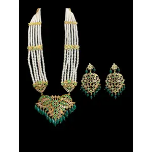 LN168 long Rani haar in pearls and green beads ( READY TO SHIP)