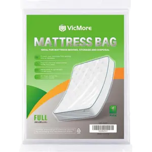 Full Mattress Bag for Moving, Storage & Disposal – Clear Heavy-Duty 1.5 Mil Plastic Cover, Tear-Resistant & Dustproof, Recyclable (Fits Full/Double Beds)