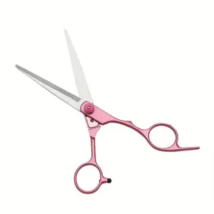 1pc Professional Hair Scissors - Pink Texturizing Shears for Barbers, Stylists, and Pet Grooming, Right-Handed, Scent-Free, Ideal for Normal Hair Types, Barber Accessories