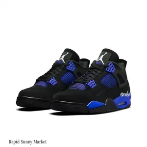 Retro Mid-Top Basketball Collectible Shoes - Black Suede Upper, Royal Blue Mesh Side Wings, Lace Locks, Midsole Accents
